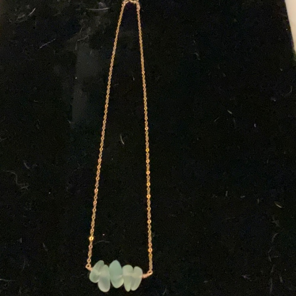 Rose Gold green Sea Glass Necklace